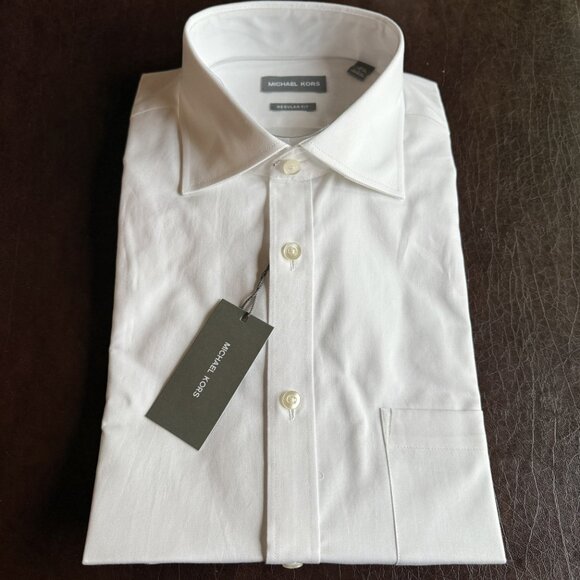 NWT Michael Kors White Dress Shirt 16.5 32/33 Regular Fit 100% Cotton - Picture 5 of 7